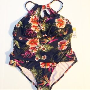 Kona Sol Womens Plus Size KeyHole Strap One Piece